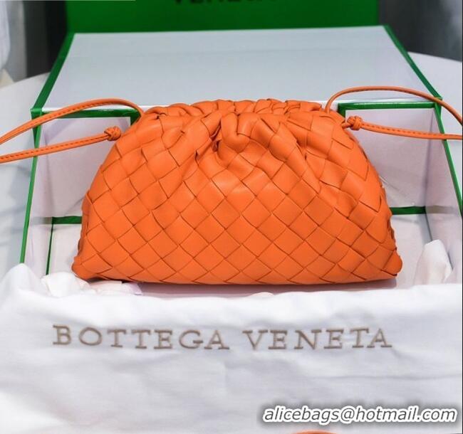 Good Quality Bottega Veneta The Mini Pouch Clutch Bag in Large-Woven Lambskin BV0919 Orange 2020