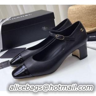 Best Quality Chanel Lambskin Mary Janes Pumps 5cm 122109 Black