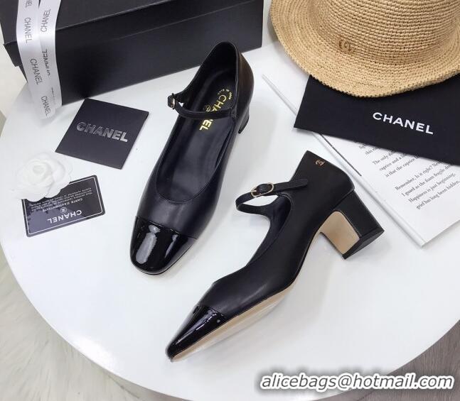 Best Quality Chanel Lambskin Mary Janes Pumps 5cm 122109 Black