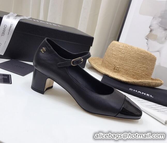 Best Quality Chanel Lambskin Mary Janes Pumps 5cm 122109 Black