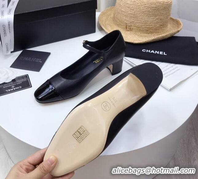 Best Quality Chanel Lambskin Mary Janes Pumps 5cm 122109 Black