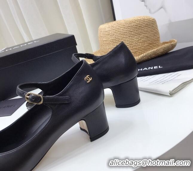 Best Quality Chanel Lambskin Mary Janes Pumps 5cm 122109 Black