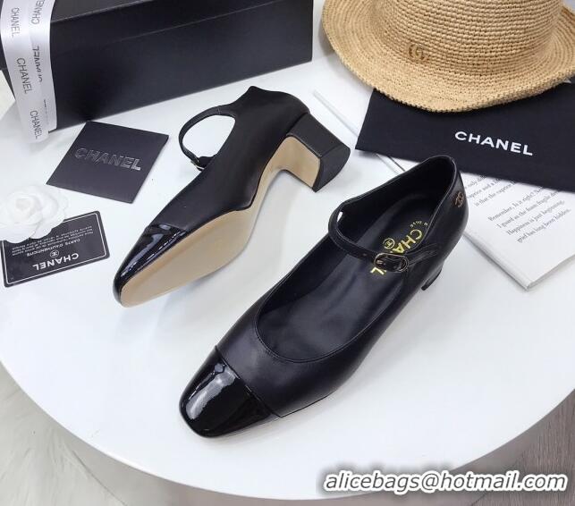 Best Quality Chanel Lambskin Mary Janes Pumps 5cm 122109 Black