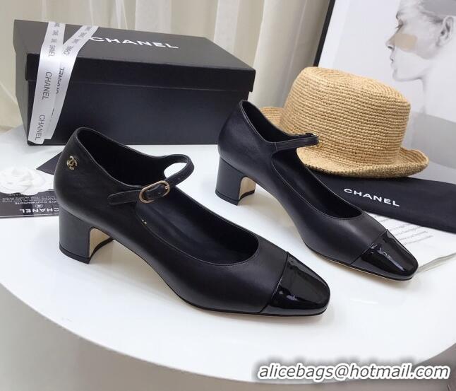 Best Quality Chanel Lambskin Mary Janes Pumps 5cm 122109 Black