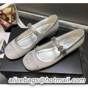 Best Luxury Chanel Shiny Mary Janes Flats G36482 Silver