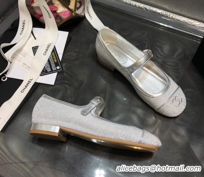 Best Luxury Chanel Shiny Mary Janes Flats G36482 Silver