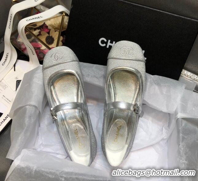 Best Luxury Chanel Shiny Mary Janes Flats G36482 Silver