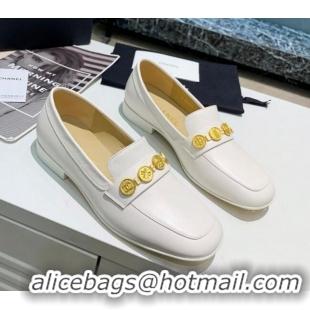 Best Price Chanel Lambskin Loafers with Coin Purse G37044 White