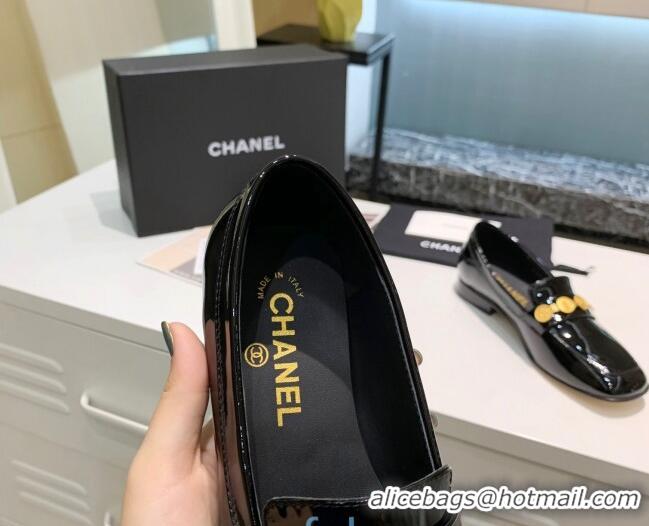 New Design Chanel Patent Calfskin Loafers with Coin Purse G37044 Black