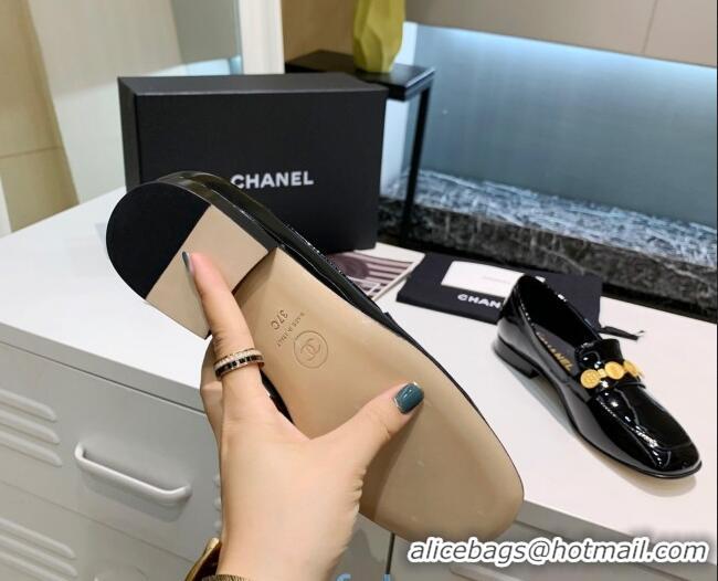 New Design Chanel Patent Calfskin Loafers with Coin Purse G37044 Black