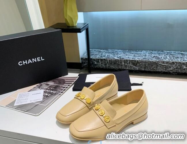 Good Quality Chanel Patent Calfskin Loafers with Coin Purse G37044 Beige