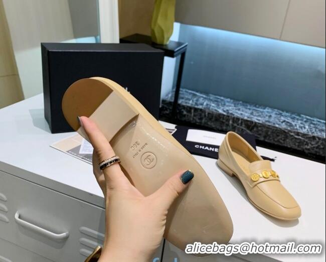 Good Quality Chanel Patent Calfskin Loafers with Coin Purse G37044 Beige