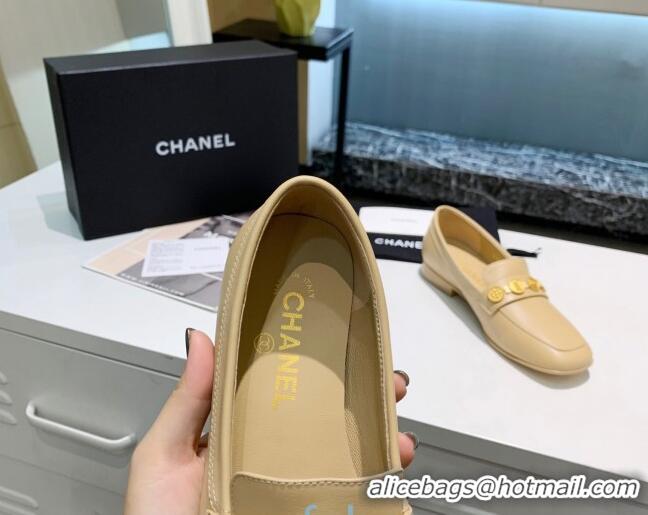 Good Quality Chanel Patent Calfskin Loafers with Coin Purse G37044 Beige