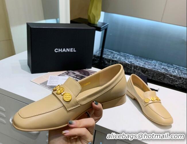 Good Quality Chanel Patent Calfskin Loafers with Coin Purse G37044 Beige