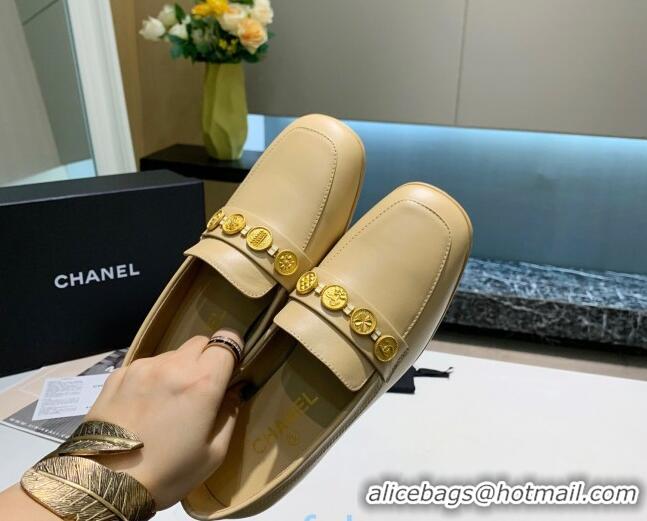 Good Quality Chanel Patent Calfskin Loafers with Coin Purse G37044 Beige