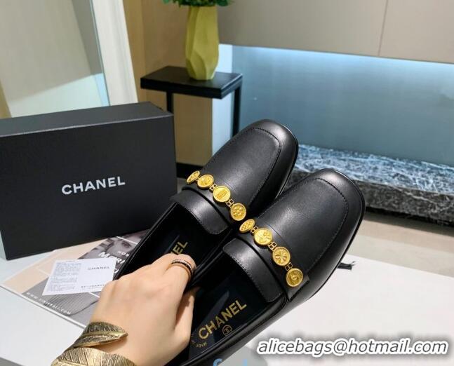 Good Product Chanel Lambskin Loafers with Coin Purse G37044 Black