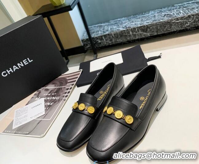 Good Product Chanel Lambskin Loafers with Coin Purse G37044 Black