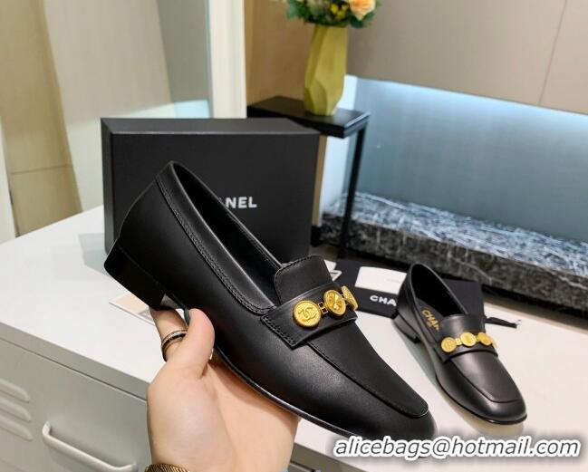 Good Product Chanel Lambskin Loafers with Coin Purse G37044 Black