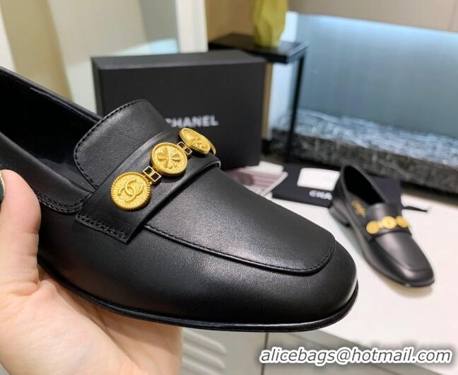 Good Product Chanel Lambskin Loafers with Coin Purse G37044 Black