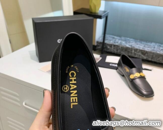 Good Product Chanel Lambskin Loafers with Coin Purse G37044 Black