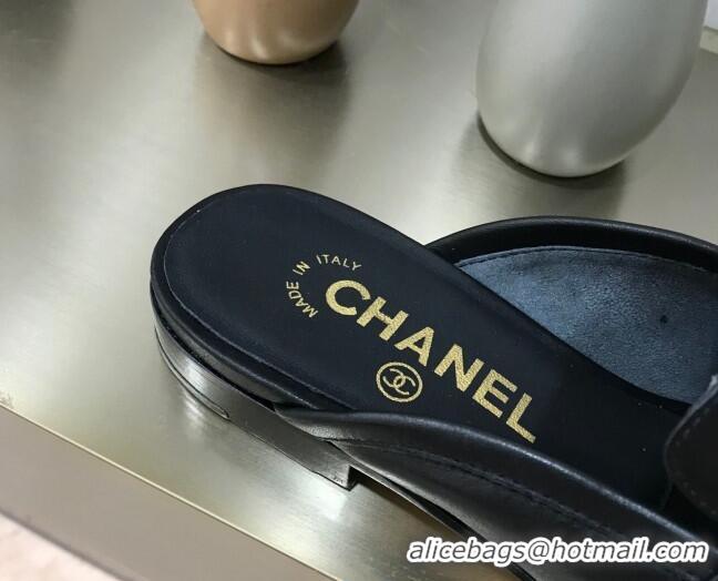 Low Price Chanel Calfskin Pearl Charm Mules 122195 Black