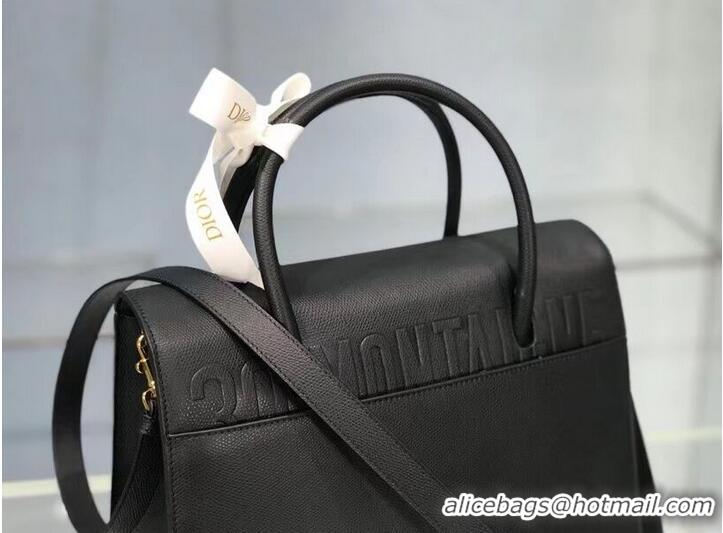 Famous Brand DIOR LARGE ST HONORE TOTE Grained Calfskin M9306UBAE black