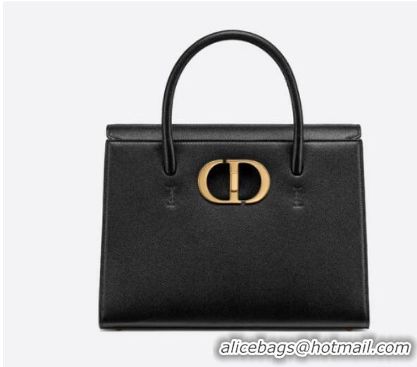 Famous Brand DIOR LARGE ST HONORE TOTE Grained Calfskin M9306UBAE black