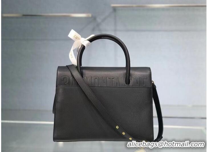 Famous Brand DIOR LARGE ST HONORE TOTE Grained Calfskin M9306UBAE black