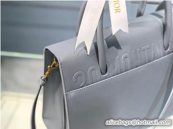 Famous Brand DIOR LARGE ST HONORE TOTE Grained Calfskin M9306UBAE sky blue