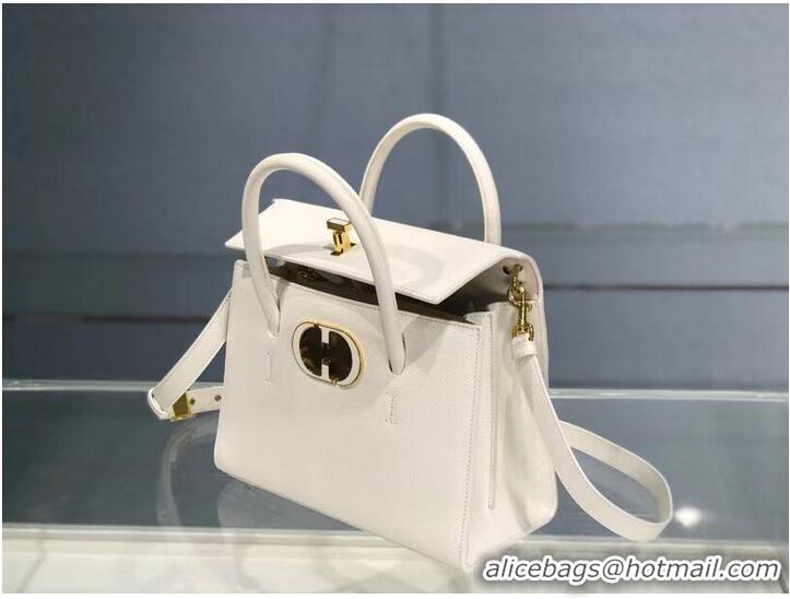 Inexpensive DIOR MEDIUM ST HONORE TOTE Grained Calfskin M9321UMBA white