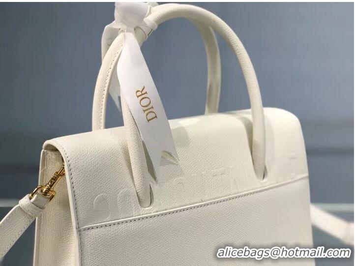 Inexpensive DIOR MEDIUM ST HONORE TOTE Grained Calfskin M9321UMBA white