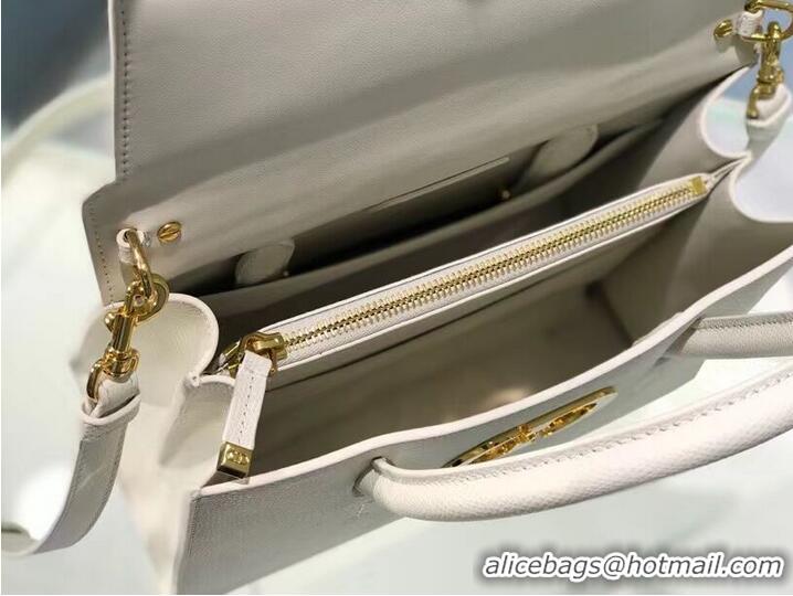 Inexpensive DIOR MEDIUM ST HONORE TOTE Grained Calfskin M9321UMBA white