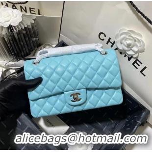 Grade Fashion Chanel 2.55 Series Flap Bag Original Sheepskin Leather A06375 BabyBlue Silver