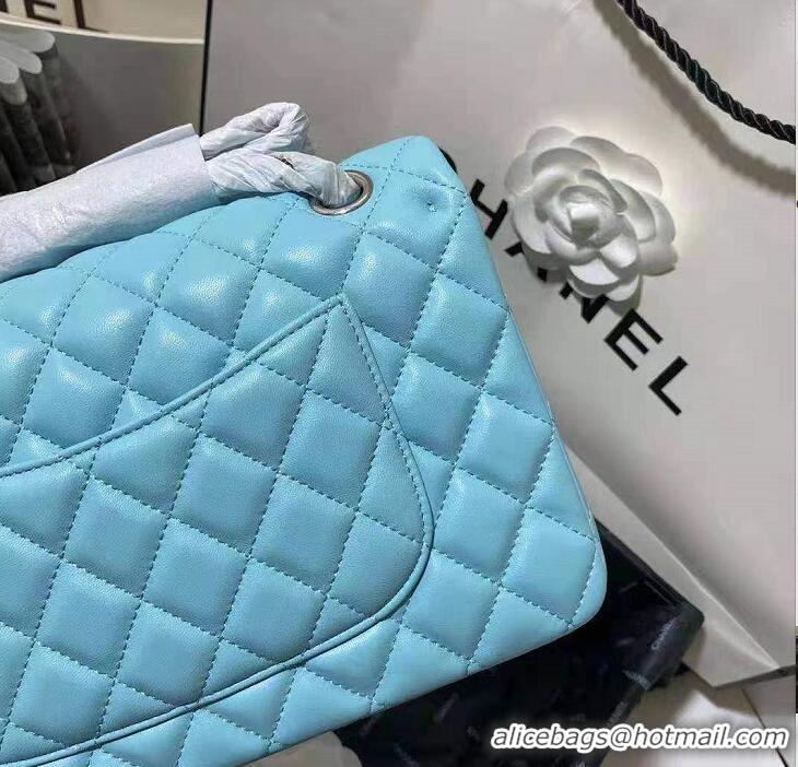 Grade Fashion Chanel 2.55 Series Flap Bag Original Sheepskin Leather A06375 BabyBlue Silver