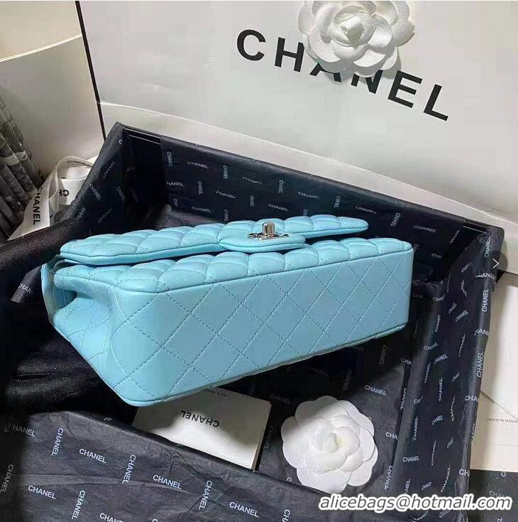 Grade Fashion Chanel 2.55 Series Flap Bag Original Sheepskin Leather A06375 BabyBlue Silver