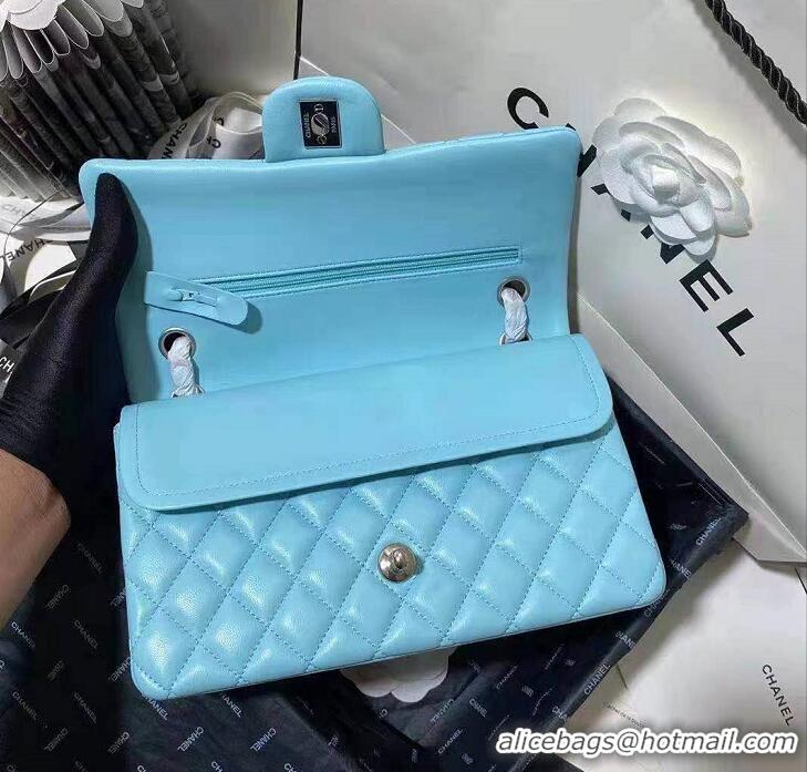 Grade Fashion Chanel 2.55 Series Flap Bag Original Sheepskin Leather A06375 BabyBlue Silver