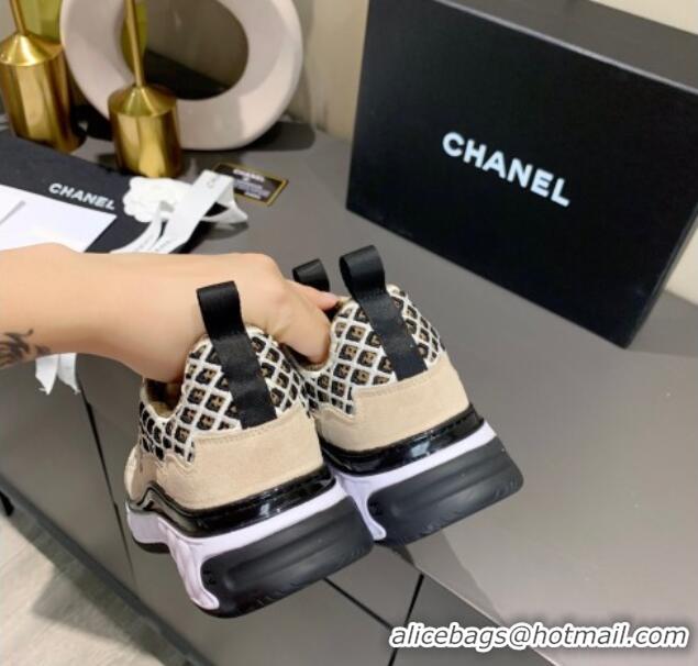 Low Cost Chanel Suede Check Sneakers G37126 Beige