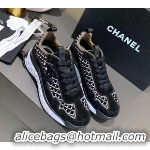 Top Quality Chanel Suede Check Sneakers G37126 Black