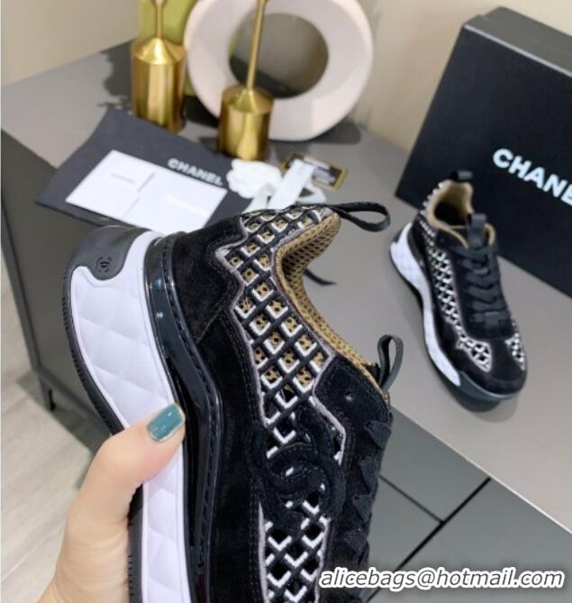 Top Quality Chanel Suede Check Sneakers G37126 Black