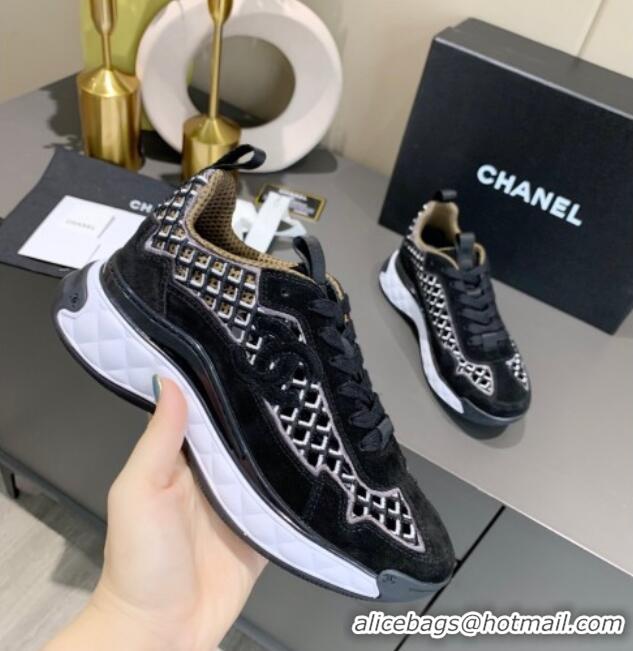 Top Quality Chanel Suede Check Sneakers G37126 Black