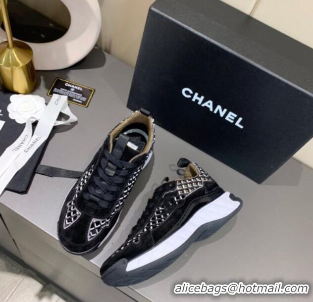 Top Quality Chanel Suede Check Sneakers G37126 Black