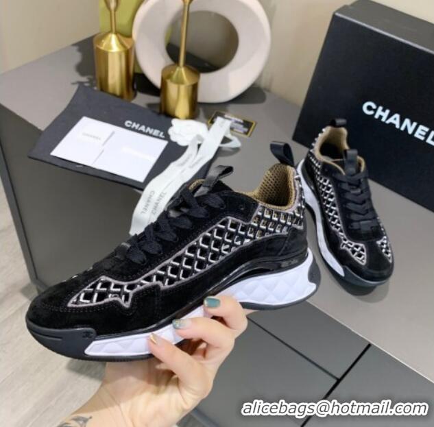 Top Quality Chanel Suede Check Sneakers G37126 Black