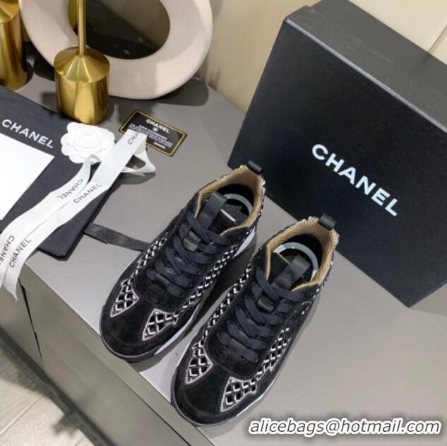 Top Quality Chanel Suede Check Sneakers G37126 Black