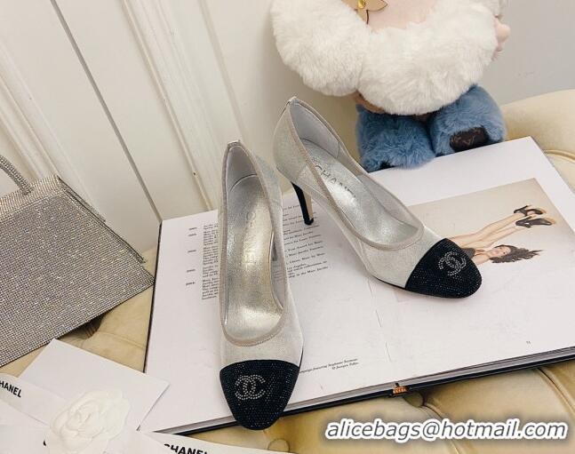 Perfect Chanel Mesh Crystal Pumps 8.5cm 122305 Silver