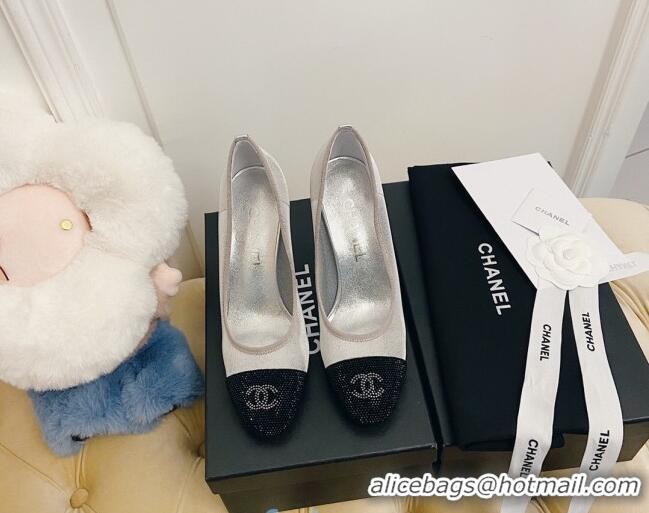 Perfect Chanel Mesh Crystal Pumps 8.5cm 122305 Silver