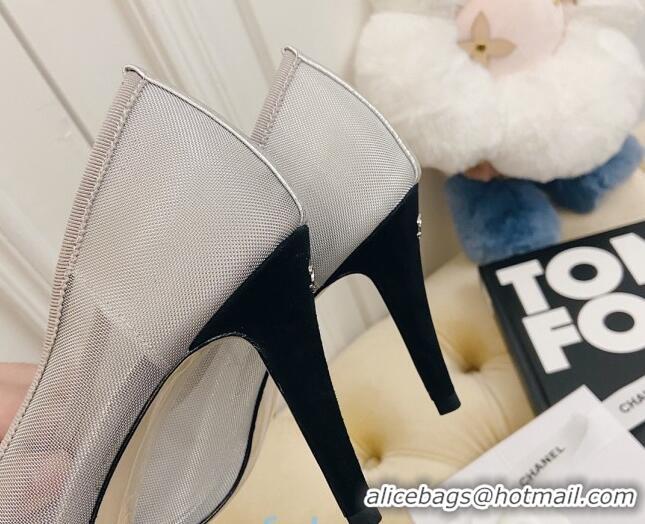 Perfect Chanel Mesh Crystal Pumps 8.5cm 122305 Silver