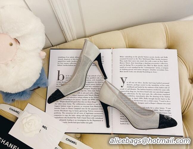 Perfect Chanel Mesh Crystal Pumps 8.5cm 122305 Silver