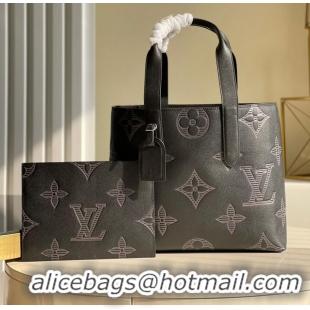 Buy Discount Louis Vuitton Monogram Taurillon Shadow Original Leather Cabas Voyage Bag M57290 Black