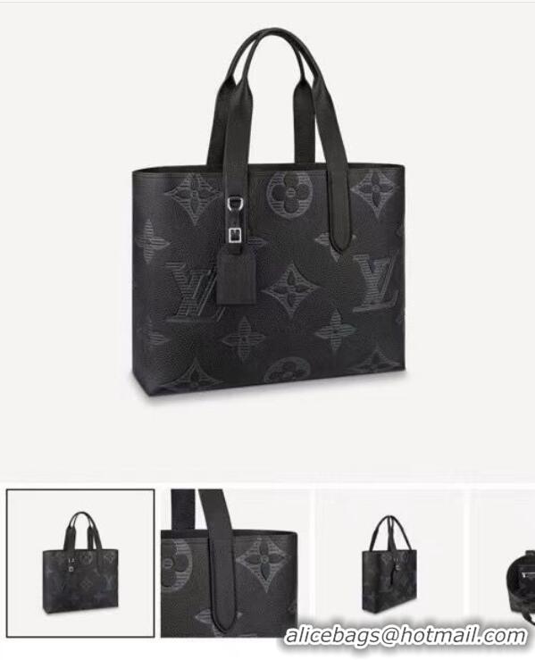 Buy Discount Louis Vuitton Monogram Taurillon Shadow Original Leather Cabas Voyage Bag M57290 Black