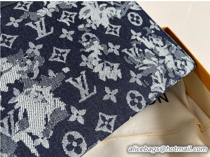 Free Shipping Louis Vuitton Monogram Tapestry Pochette Voyage Denim Bag M80034 Black